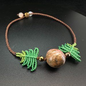 Hand made Dinosouar bone(main stone) &agate bracelet